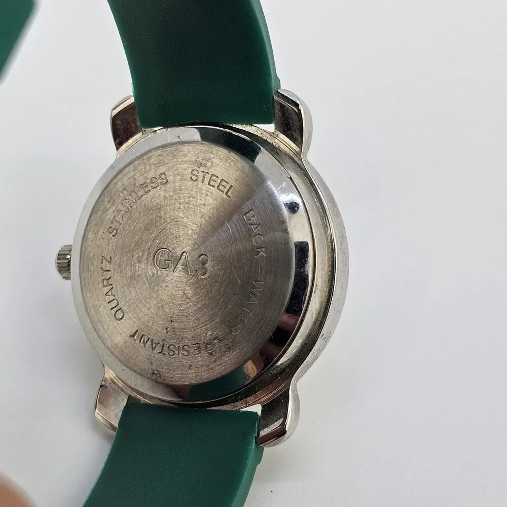 Kids Watch‎ 27MM White Dial Animal Characters Green Plastic Bands New Battery